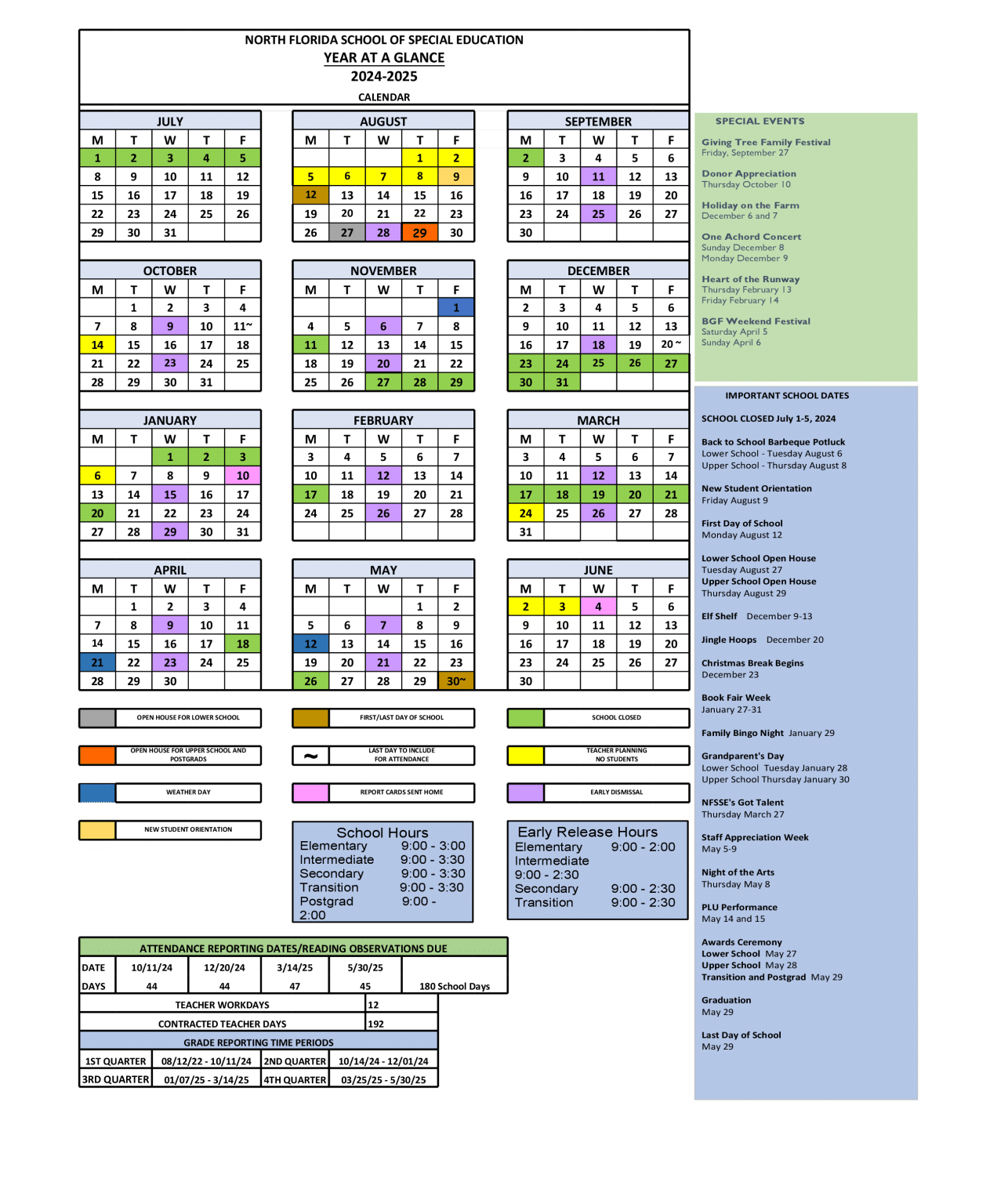 School Calendar North Florida School of Special Education