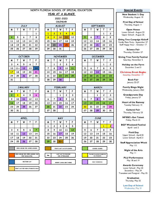 School Calendar - North Florida School of Special Education